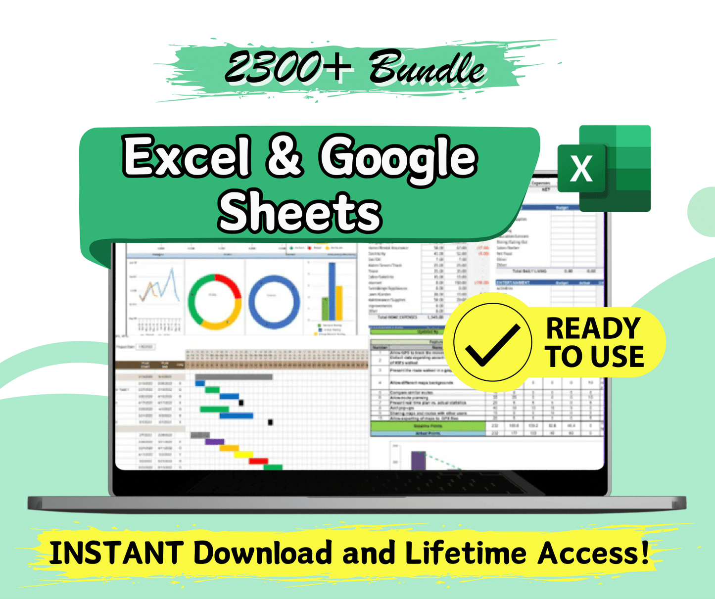 2,300+ Excel & Google Sheets Templates Bundle